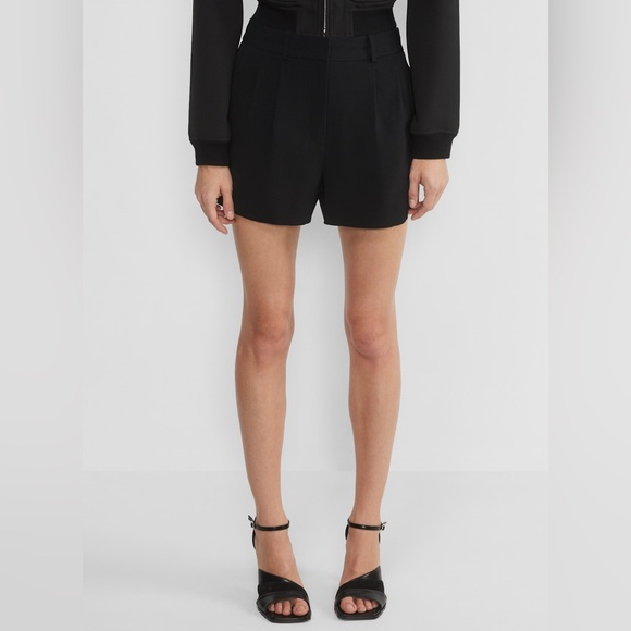 Aritzia Babaton Pleated Mini Short in Black - Picture 1 of 4